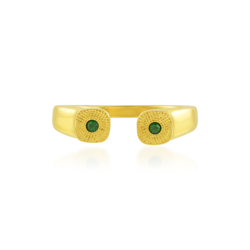 Green Cancun Open Thin Band Ring (Water Resistance Premium Plating)