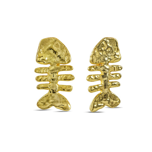 Fishbone Silhouette 92.5 Sterling Silver Studs