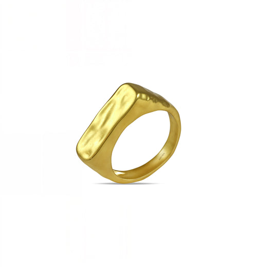Hammered Rectangle Signet Ring
