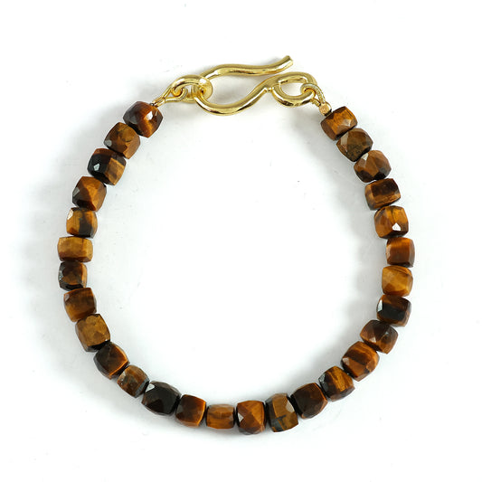 Earth Rhythm Tiger’s Eye Bracelet (Unisex)- Sterling Silver