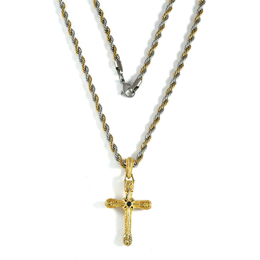 Divine Duo Cross Men's Necklace