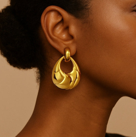 Gold Melt Loop Earrings