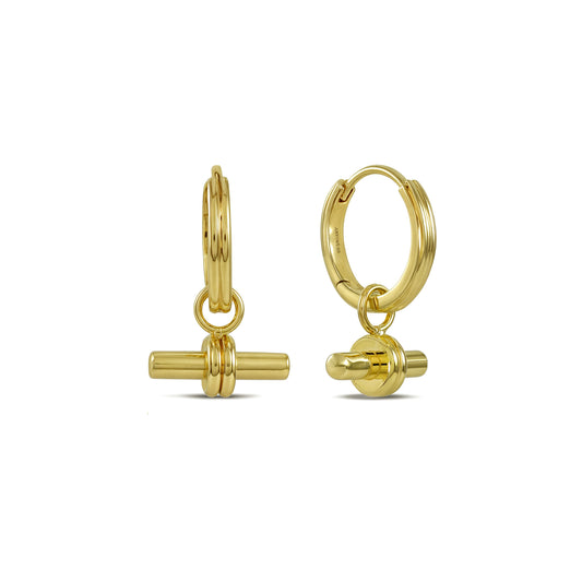 Bar Charm 92.5 Sterling Silver Hoops