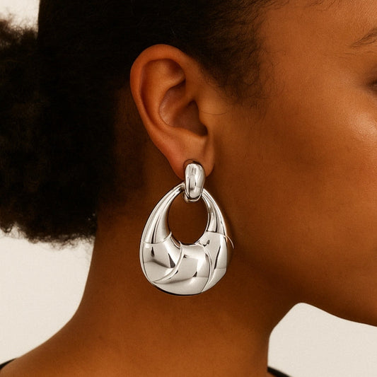 Silver Melt Loop Earrings
