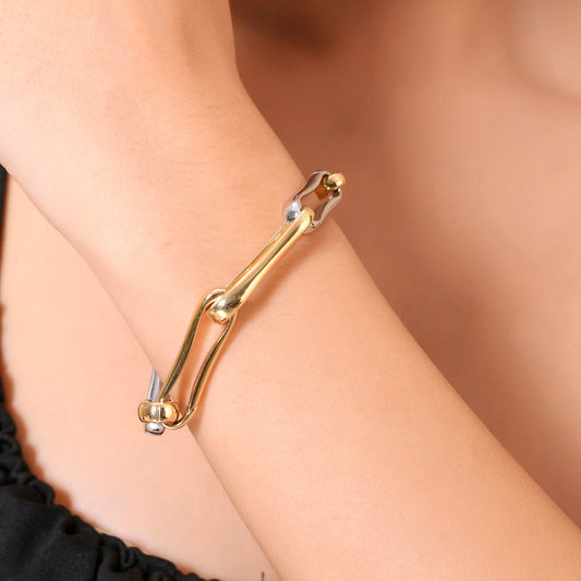 Sculpted Clip Bracelet Two Tone