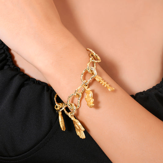 Detachable Cobbled Charm Bracelet