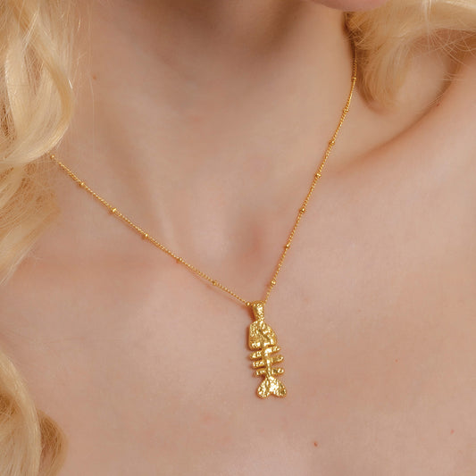 Fish Bone Silhouette Necklace in 92.5 Sterling Silver