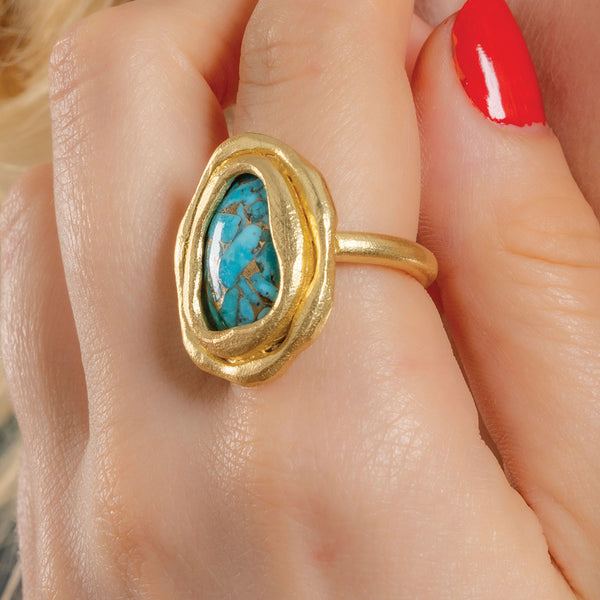 Chunky Copper Turquoise Ring