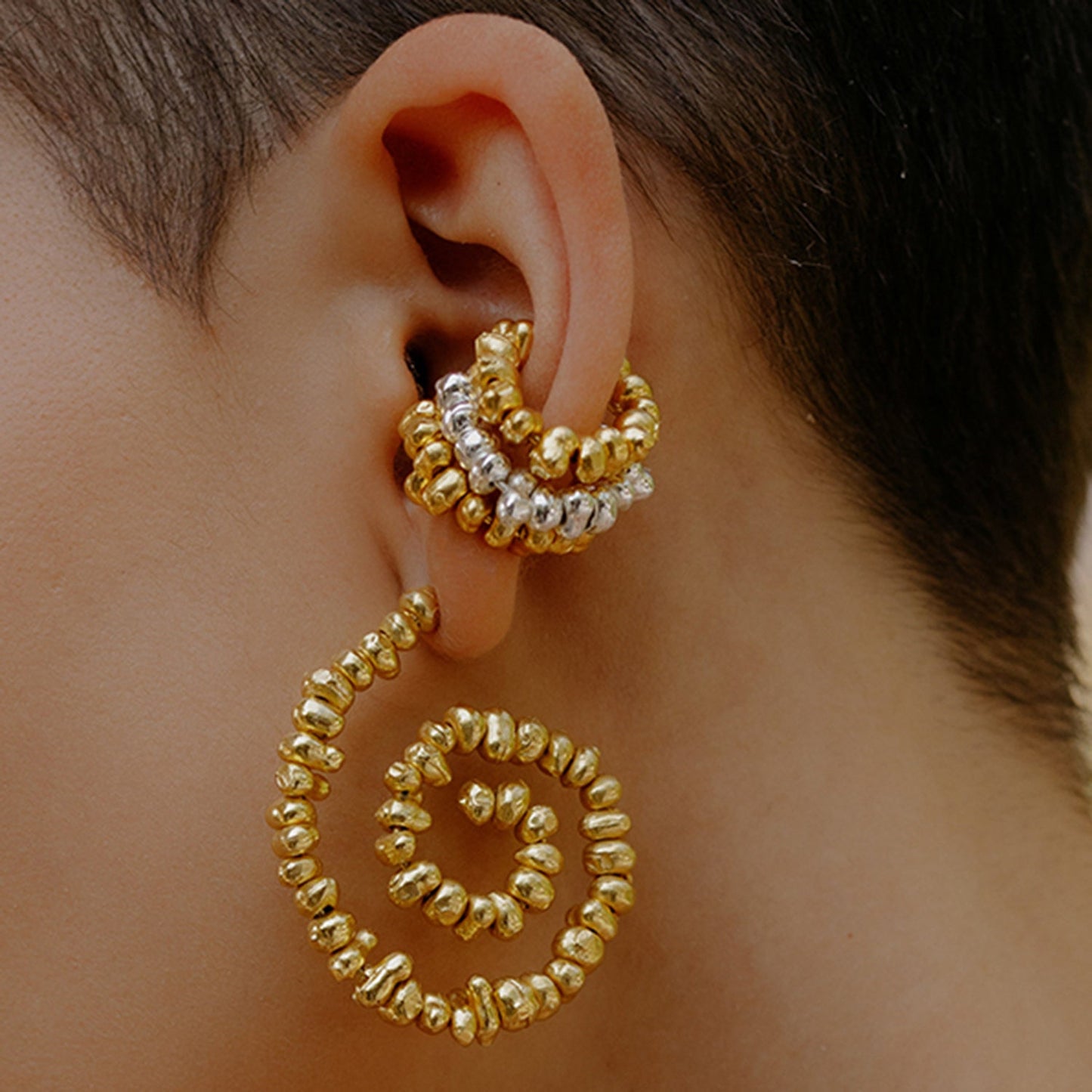 Molten Amorphous Bead Ear Cuff Small ( Single Piece )