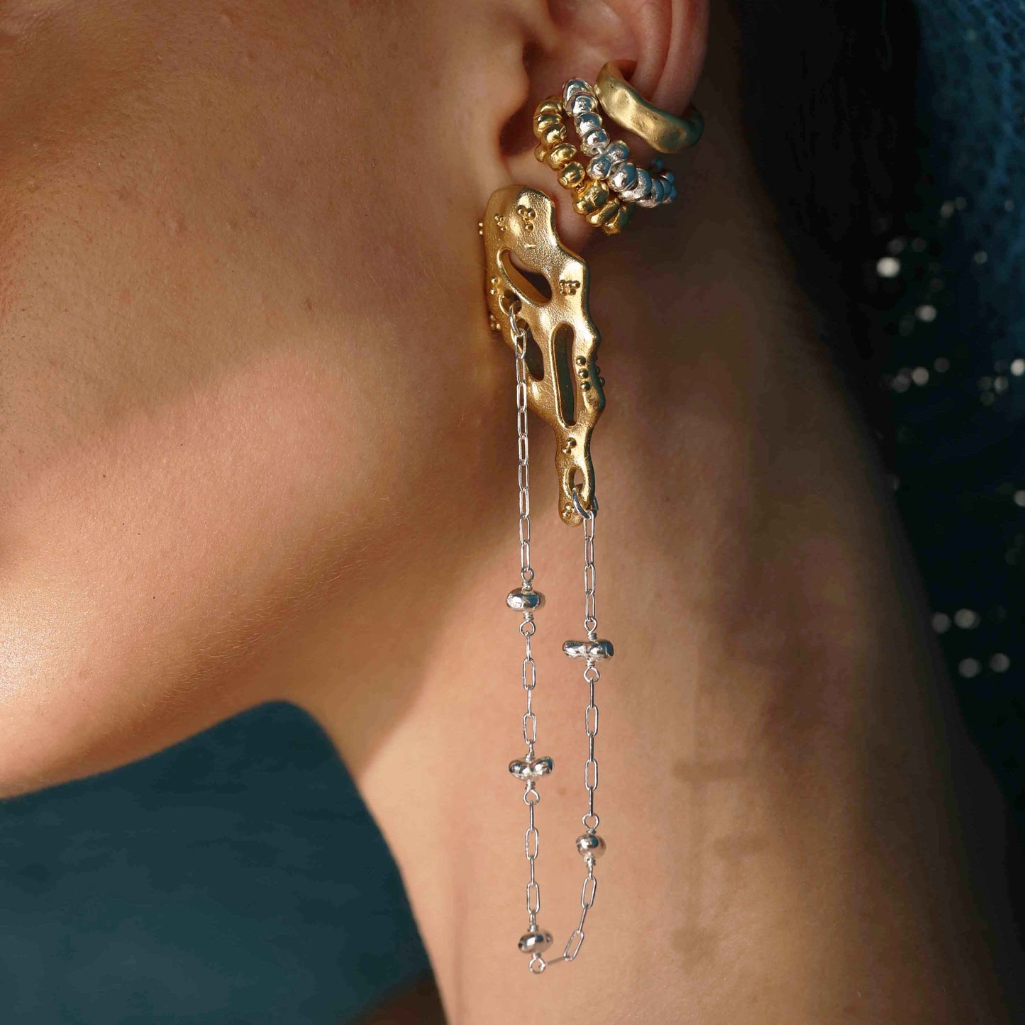 Molten Lava Satellite Two Tone Earrings