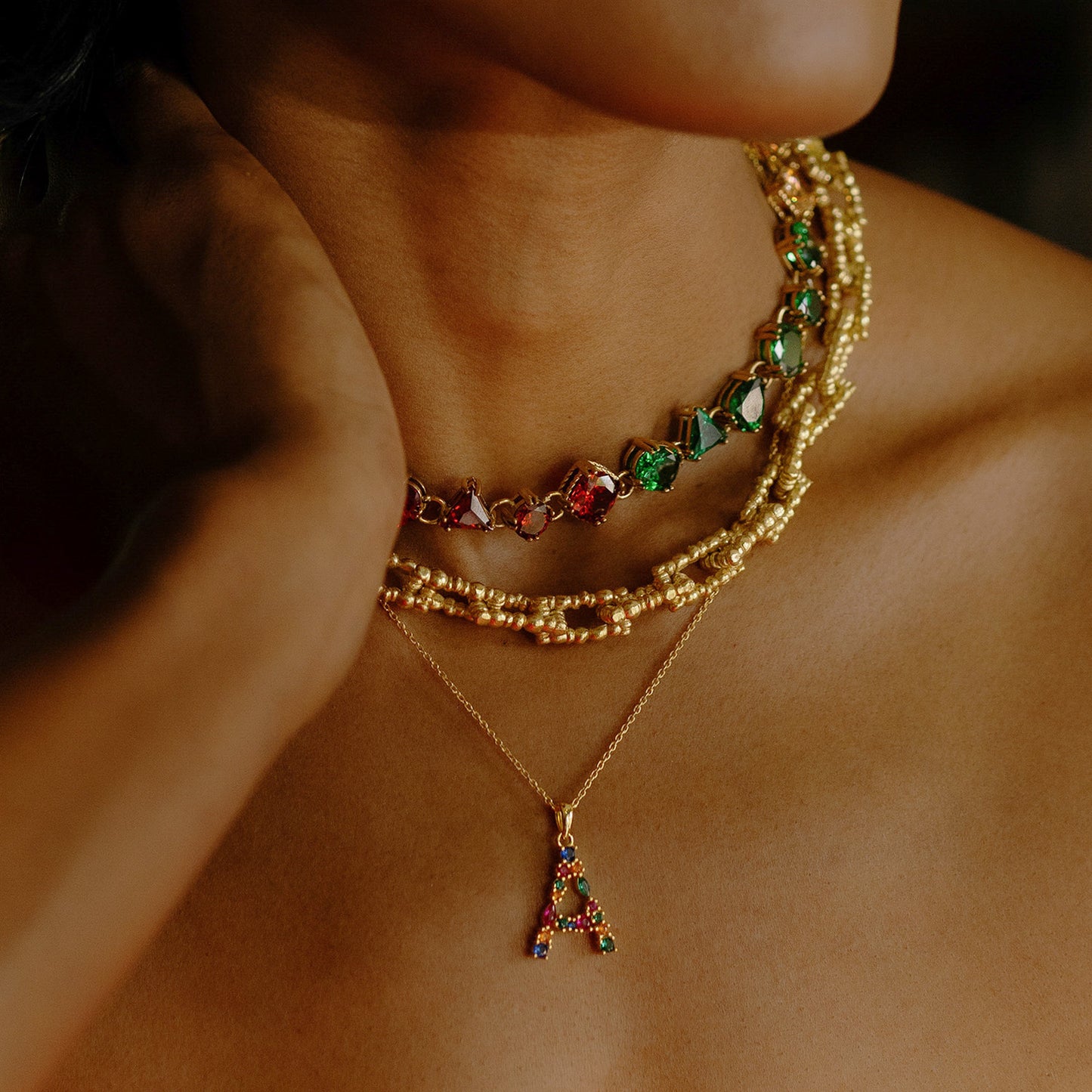 Multistone Alphabet Necklace