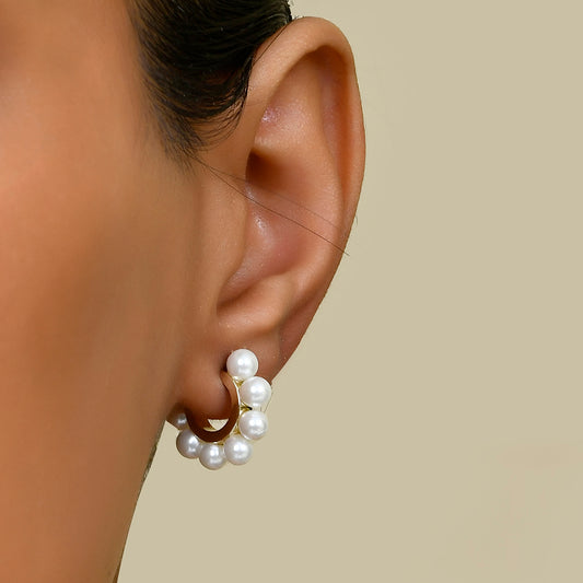 Elysian Pearl Huggies in 92.5 Sterling Silver