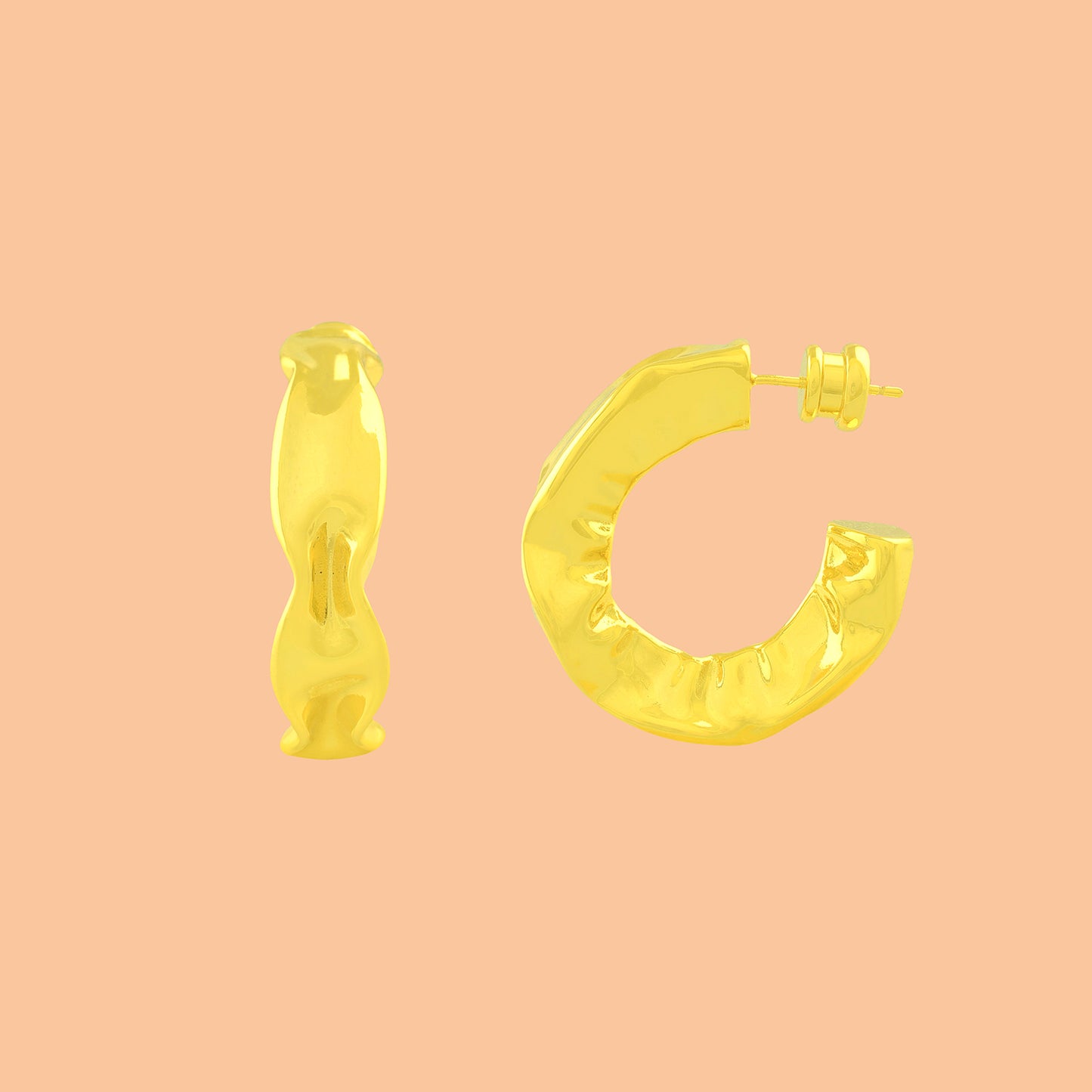 Hammered Gold Foil Hoops Small