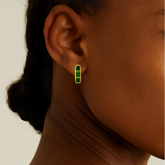 Modern Mosaic Earring Green