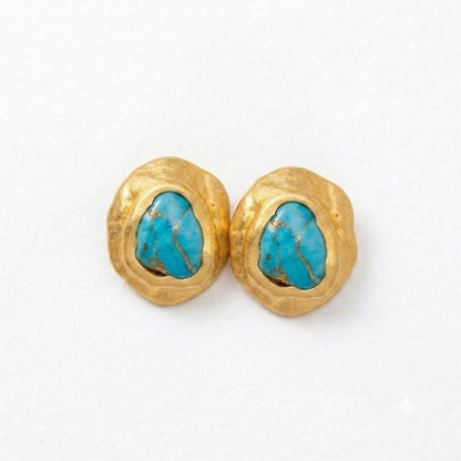Turquoise Ocean Studs in 22KT Gold Plating
