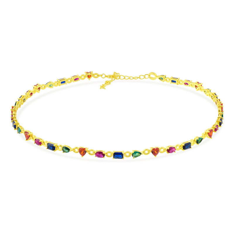 Multi Colour Gemstone Necklace (Water Resistance Premium Plating)