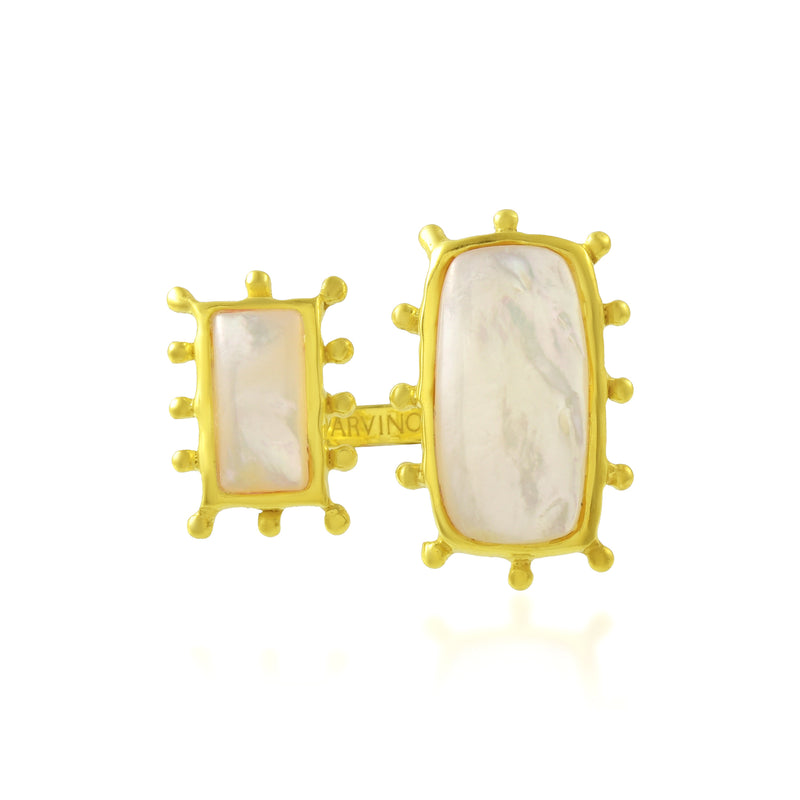 Mother Of Pearl Open Dotted Ring (Water Resistance Premium Plating)