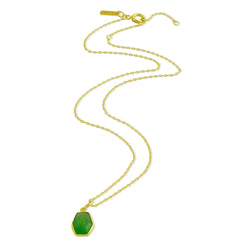 Green Jade Cable Chain Charm Necklace (Brass 14K Gold Plating)