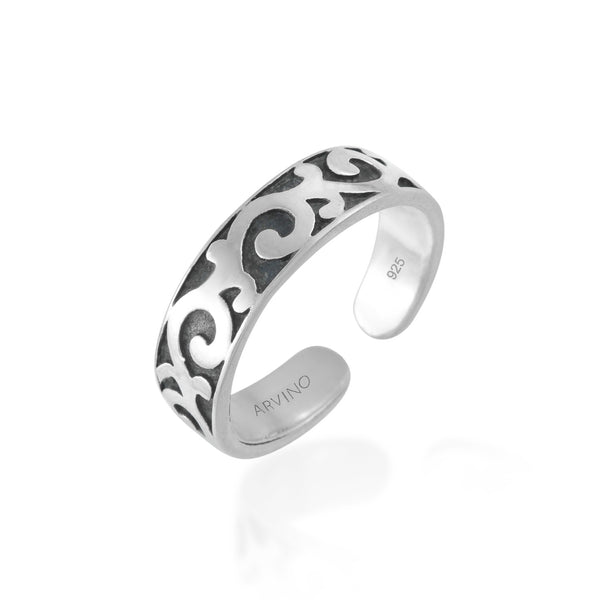 Vintage Filigree Toe Rings (Water Resistance Silver Oxidize Plating)