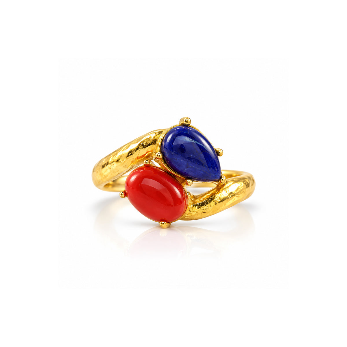 Coral Lapis Statement Ring