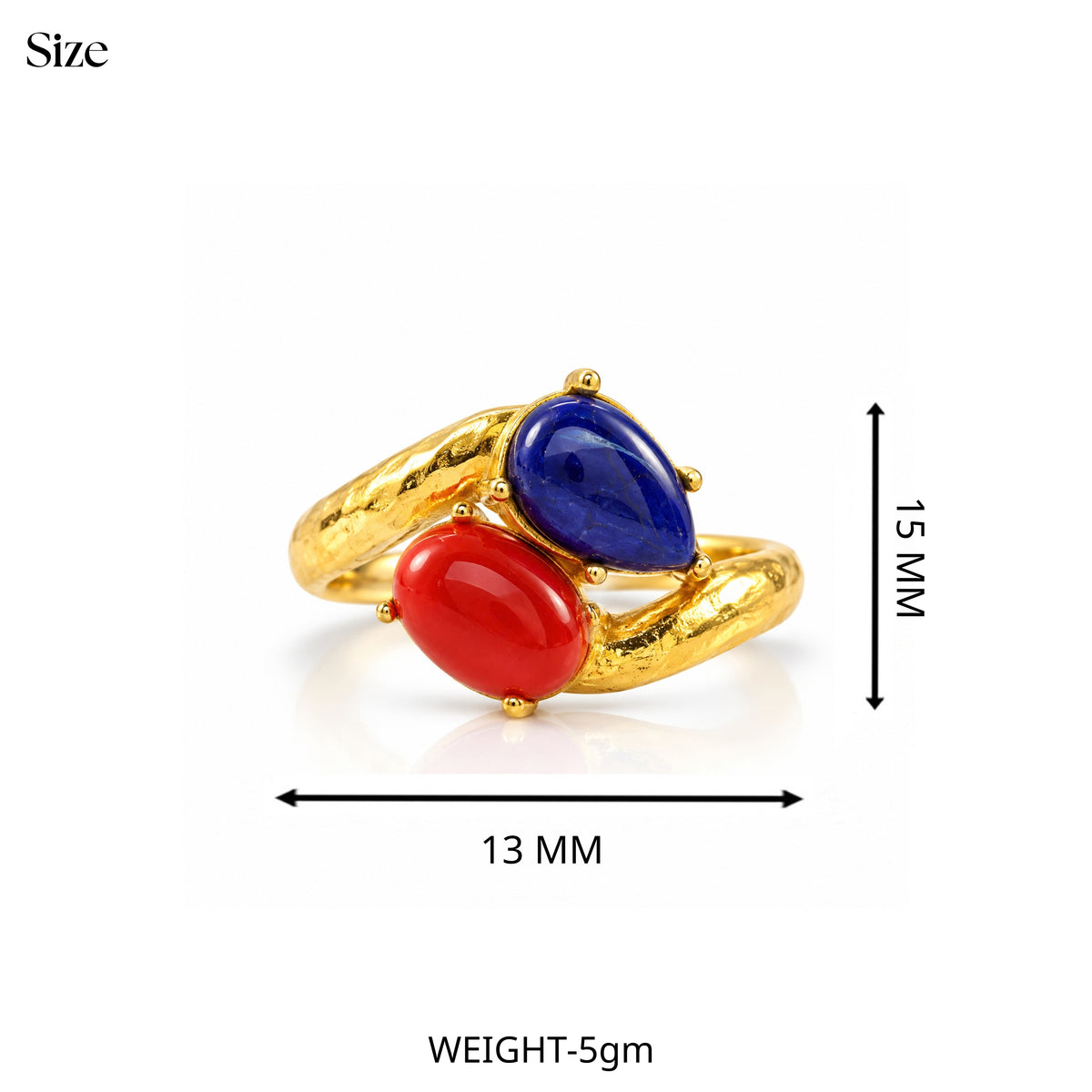 Coral Lapis Statement Ring