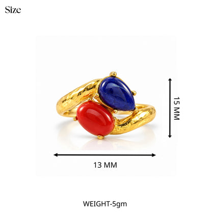 Coral Lapis Statement Ring