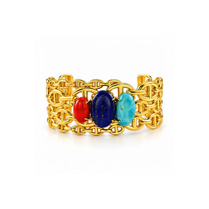 Lapis Coral Turquoise Mesh Bracelet