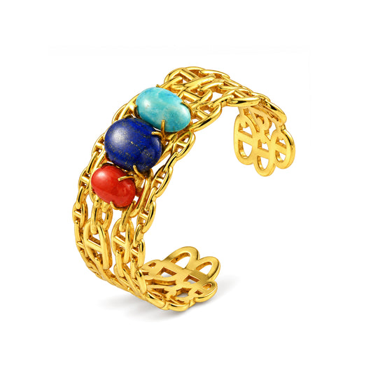 Lapis Coral Turquoise Mesh Bracelet