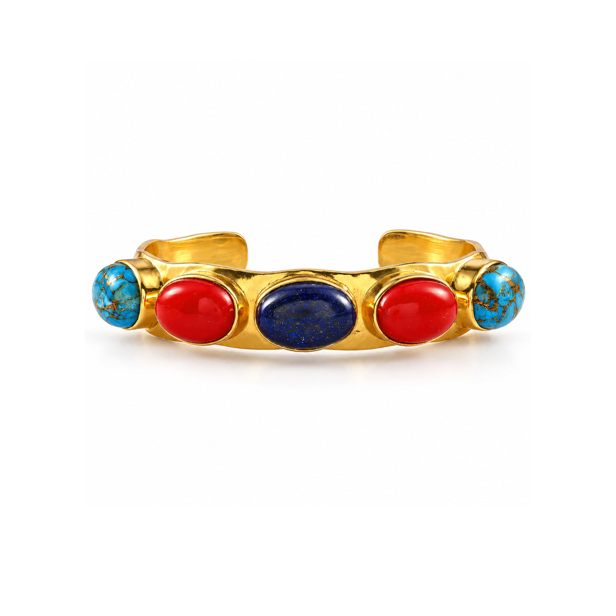 Lapis Coral Turquoise Cuff Bracelet