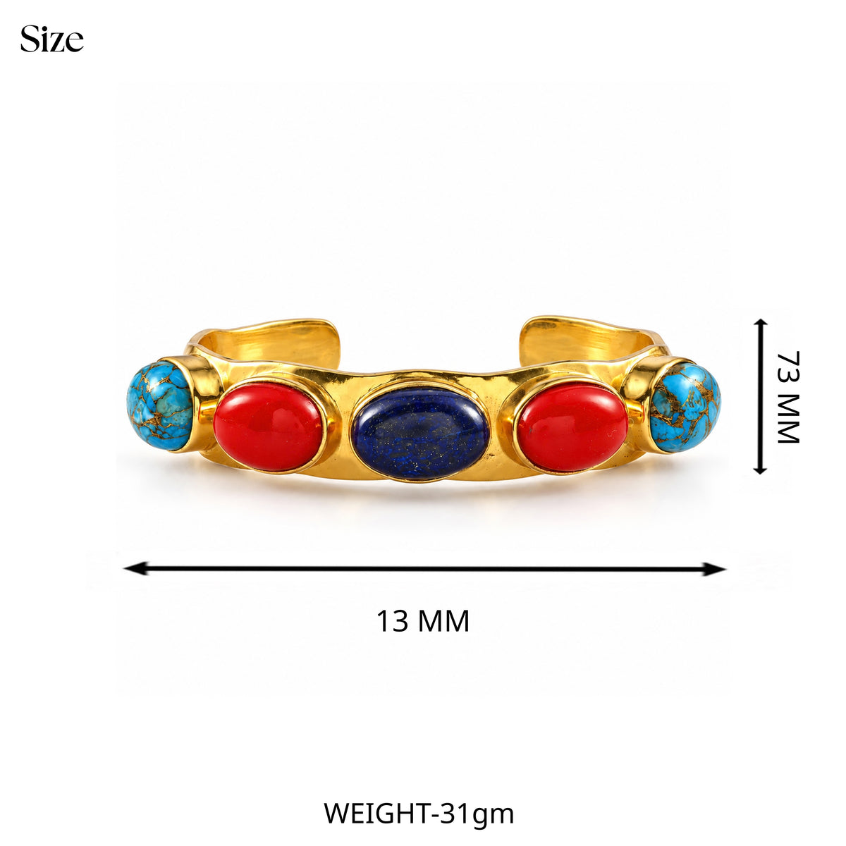 Lapis Coral Turquoise Cuff Bracelet