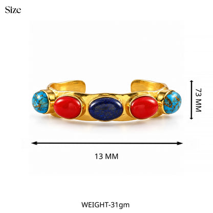 Lapis Coral Turquoise Cuff Bracelet