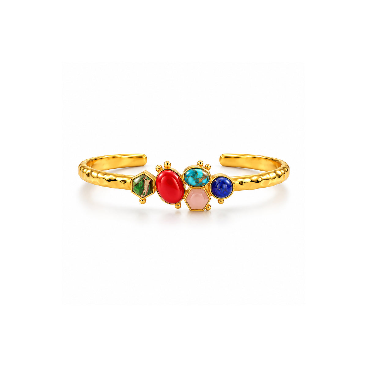 Multicolour Stone Sculptural Cuff