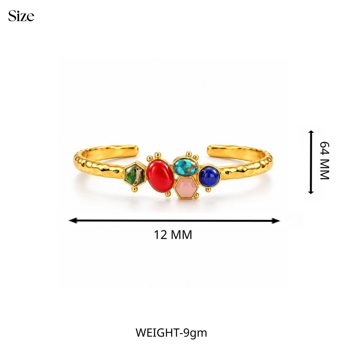 Multicolour Stone Sculptural Cuff