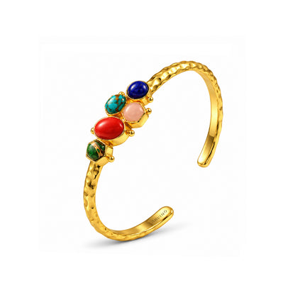 Multicolour Stone Sculptural Cuff