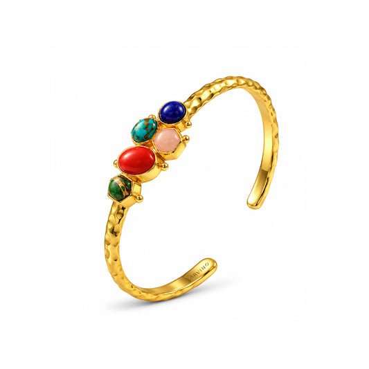 Multicolour Stone Sculptural Cuff