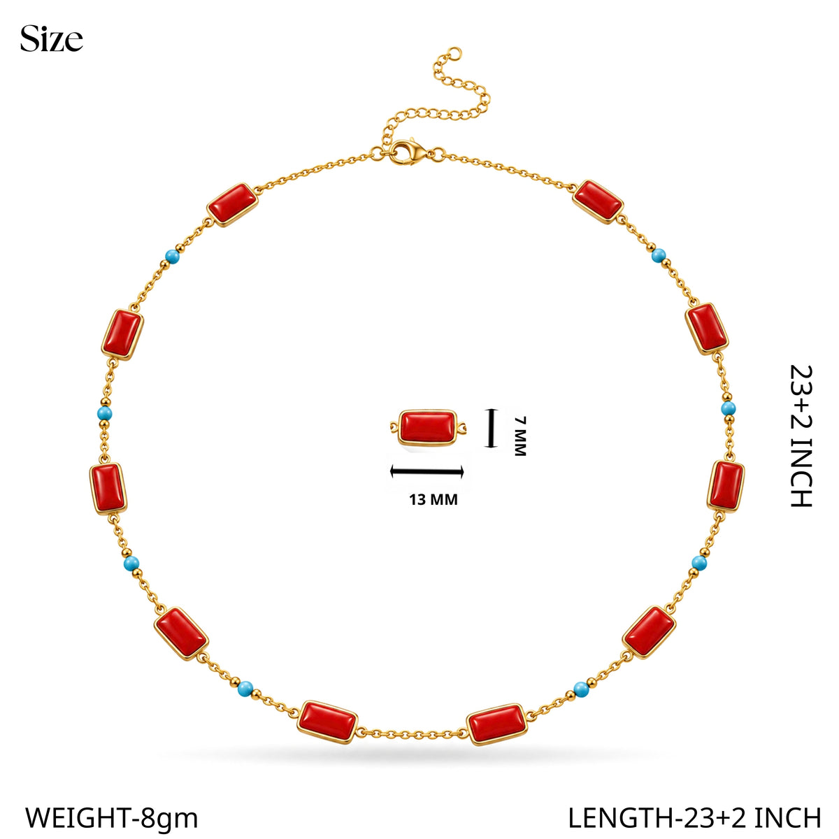 Coral Turquoise Beaded Chain Necklace