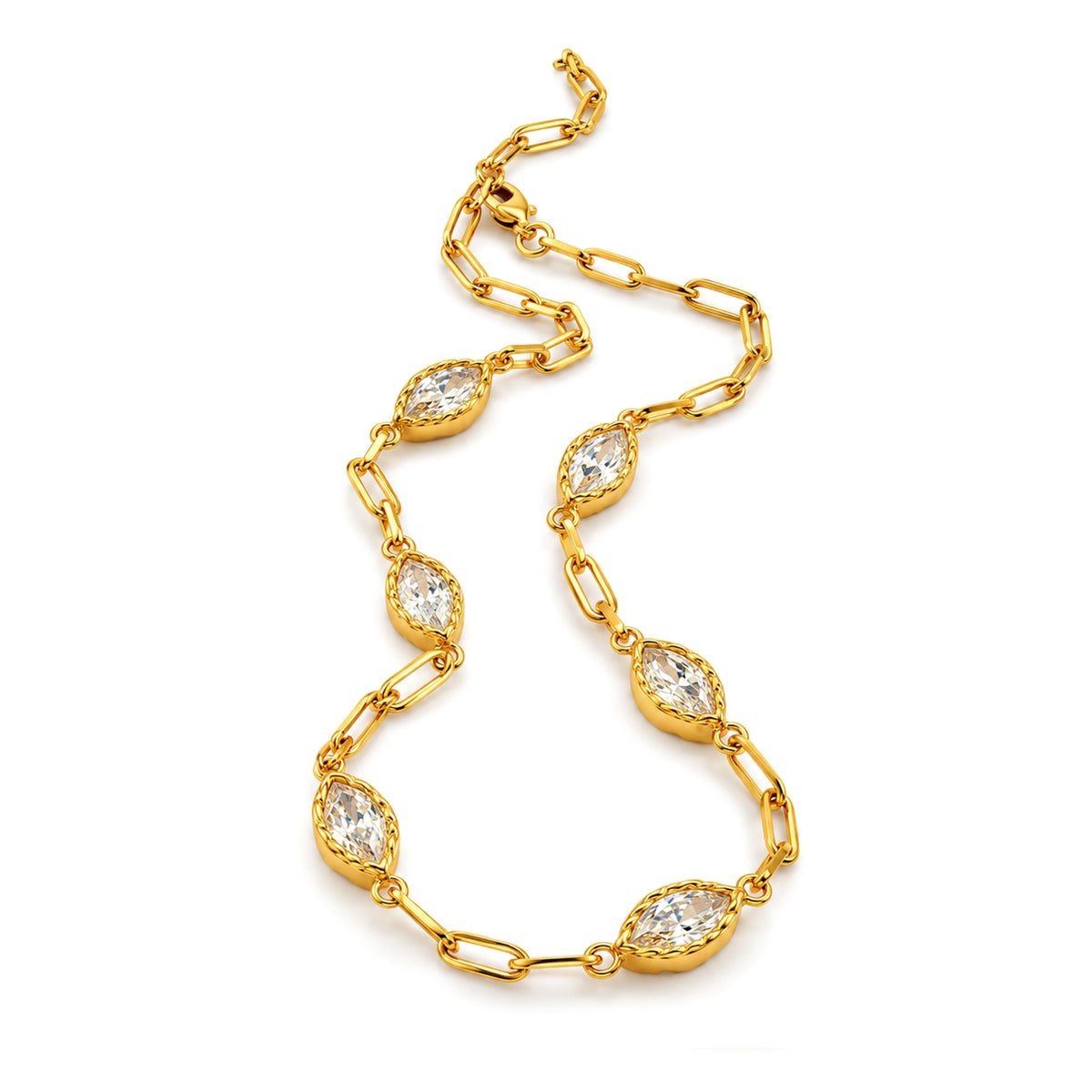 Crystal Marquise Link Chain Necklace