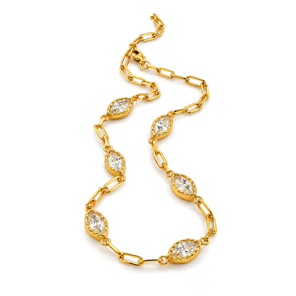Crystal Marquise Link Chain Necklace