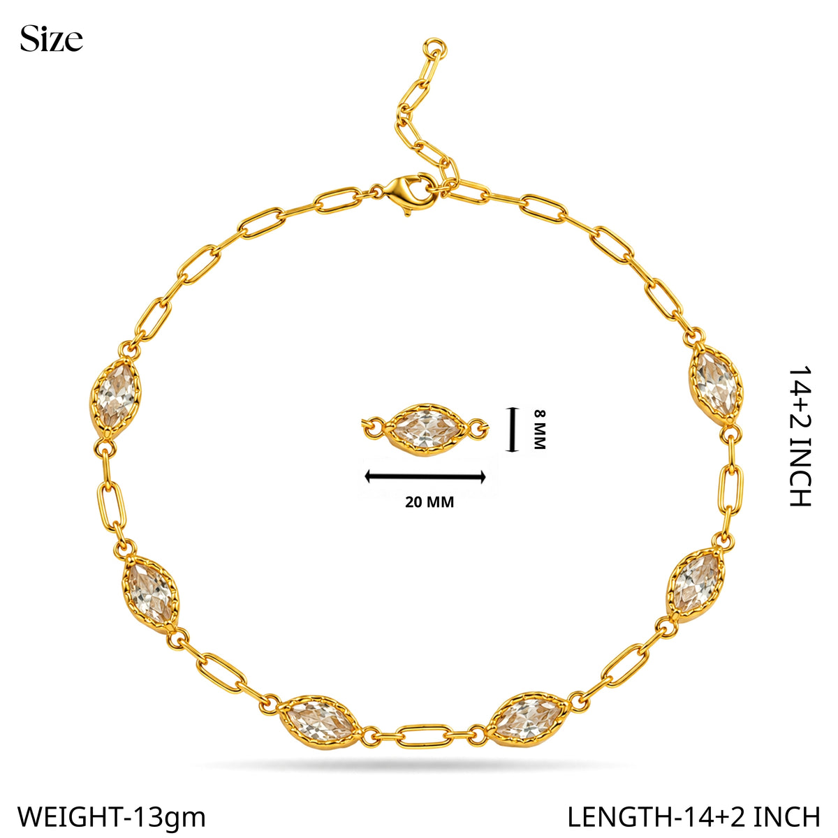 Crystal Marquise Link Chain Necklace