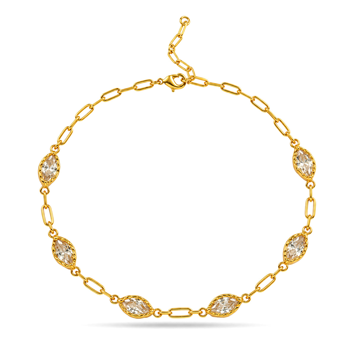 Crystal Marquise Link Chain Necklace