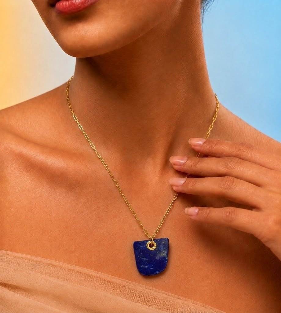 Lapis Shield Pendant Necklace
