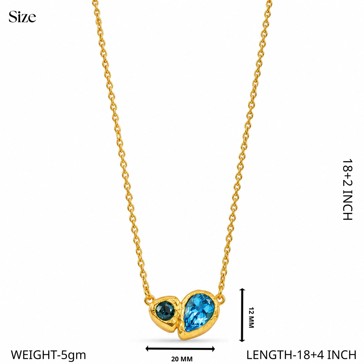 Blue Glass Heart Pendant Necklace