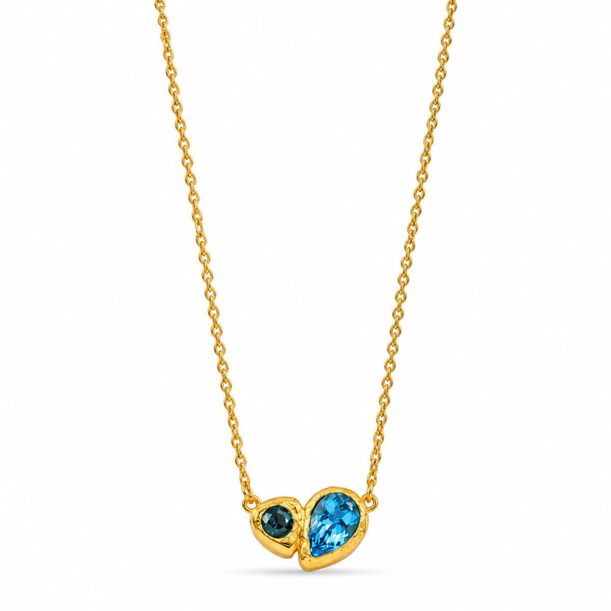 Blue Glass Heart Pendant Necklace
