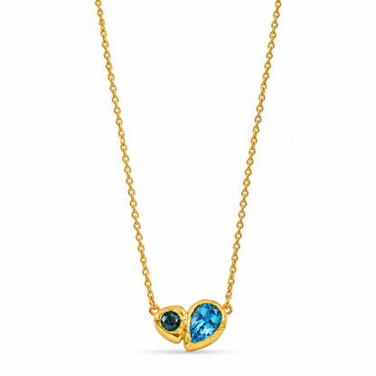 Blue Glass Heart Pendant Necklace