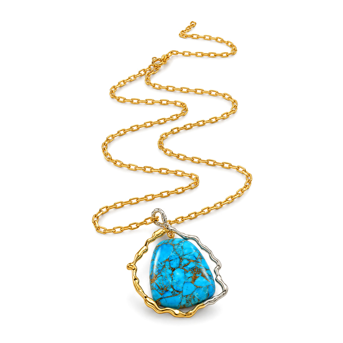 Turquoise Mosaic Pendant Necklace