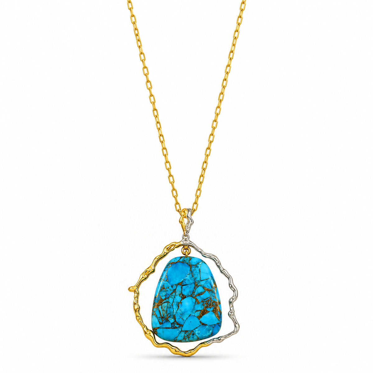 Turquoise Mosaic Pendant Necklace