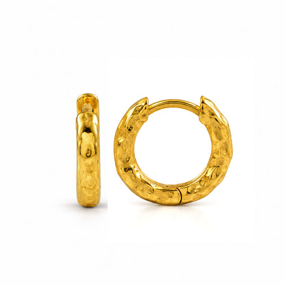 Small Organic Textured Hoop Earrings in 92.5 Sterling Silver