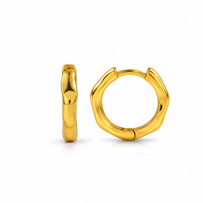 Small Sculpted Rounded Hoop Earrings in 92.5 Sterling Silver
