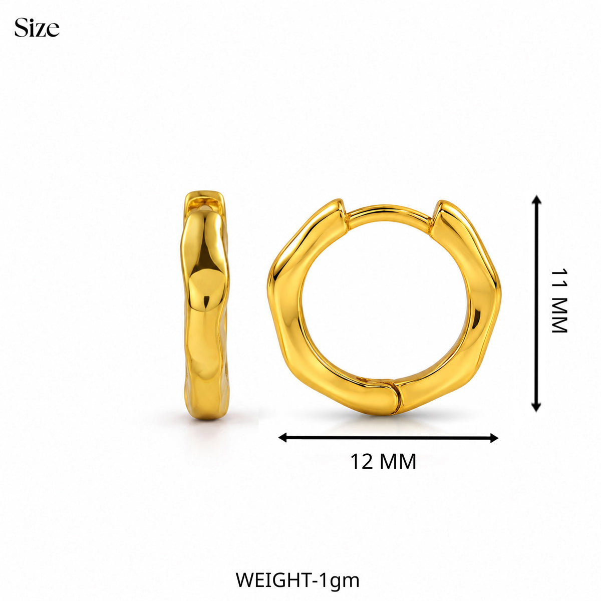 Small Sculpted Rounded Hoop Earrings in 92.5 Sterling Silver