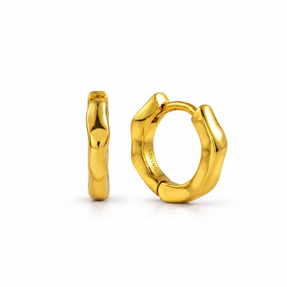 Small Sculpted Rounded Hoop Earrings in 92.5 Sterling Silver